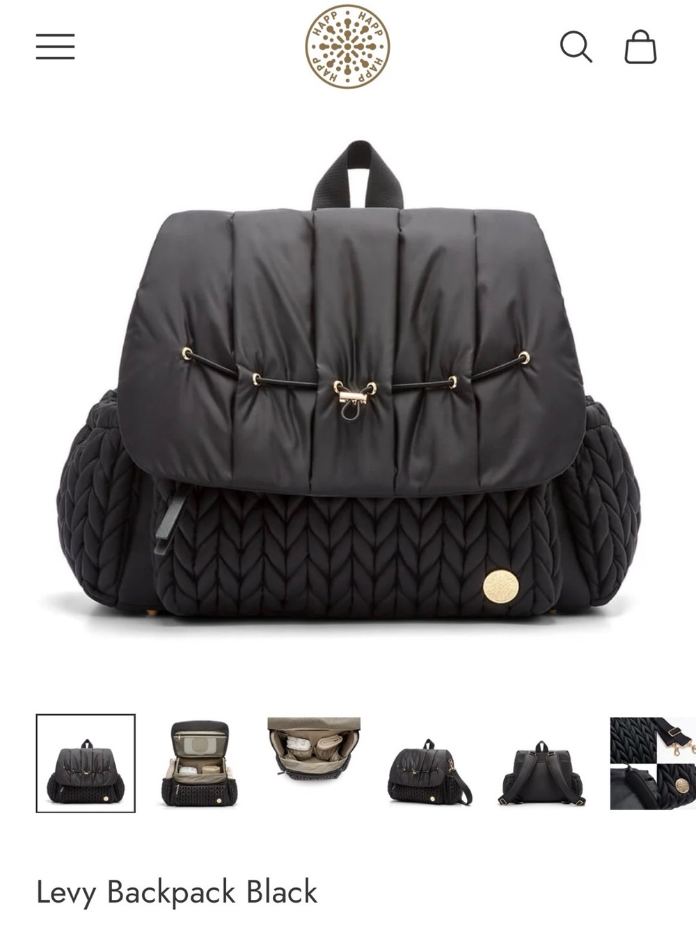 Levy Backpack Black - Quilted Women's Backpack